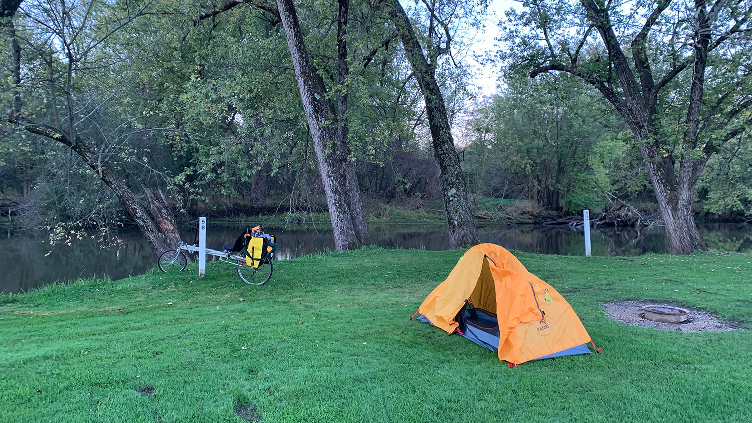 My bike and tent, Saturday morning