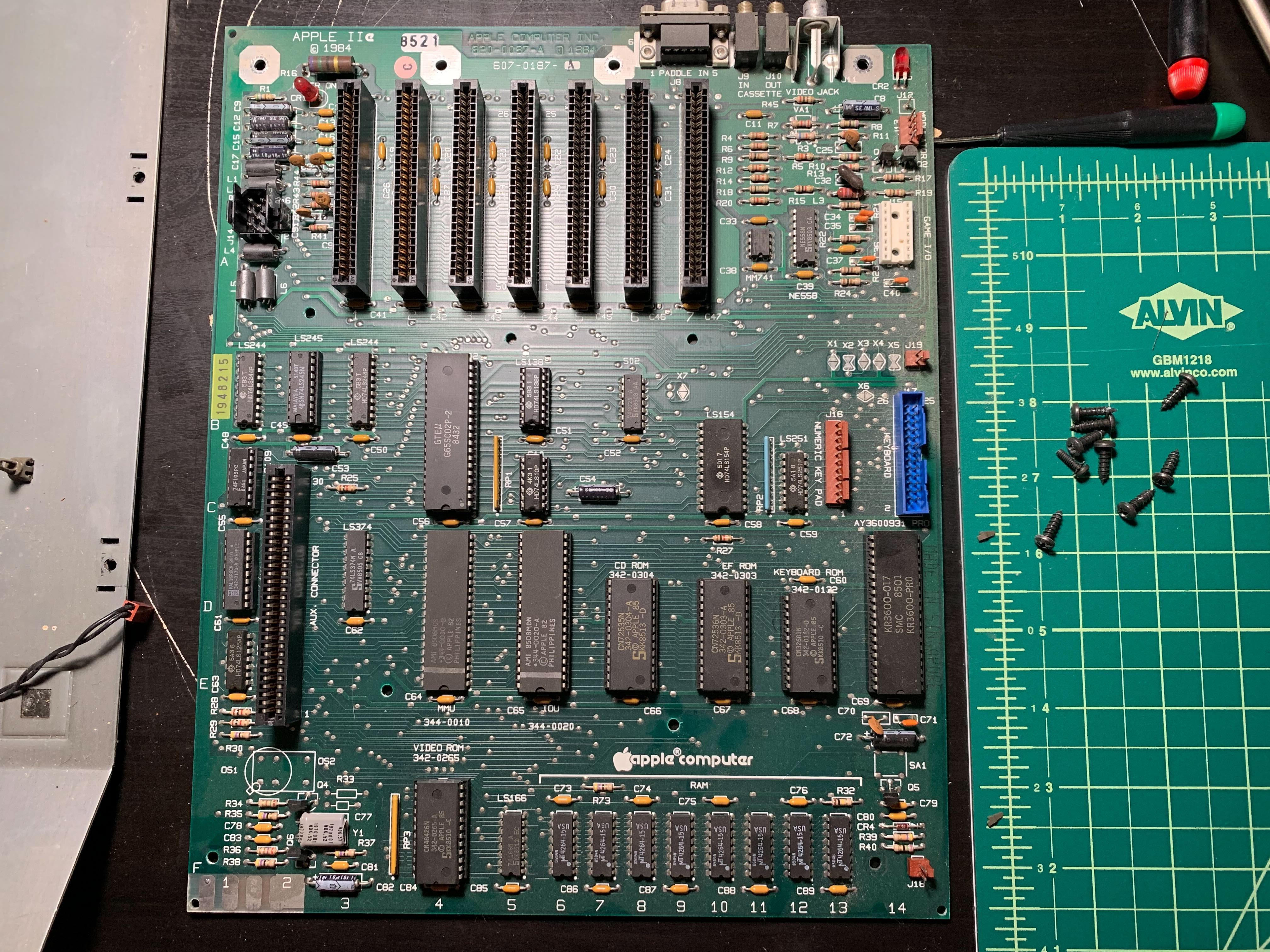 Apple IIe motherboard out of the case