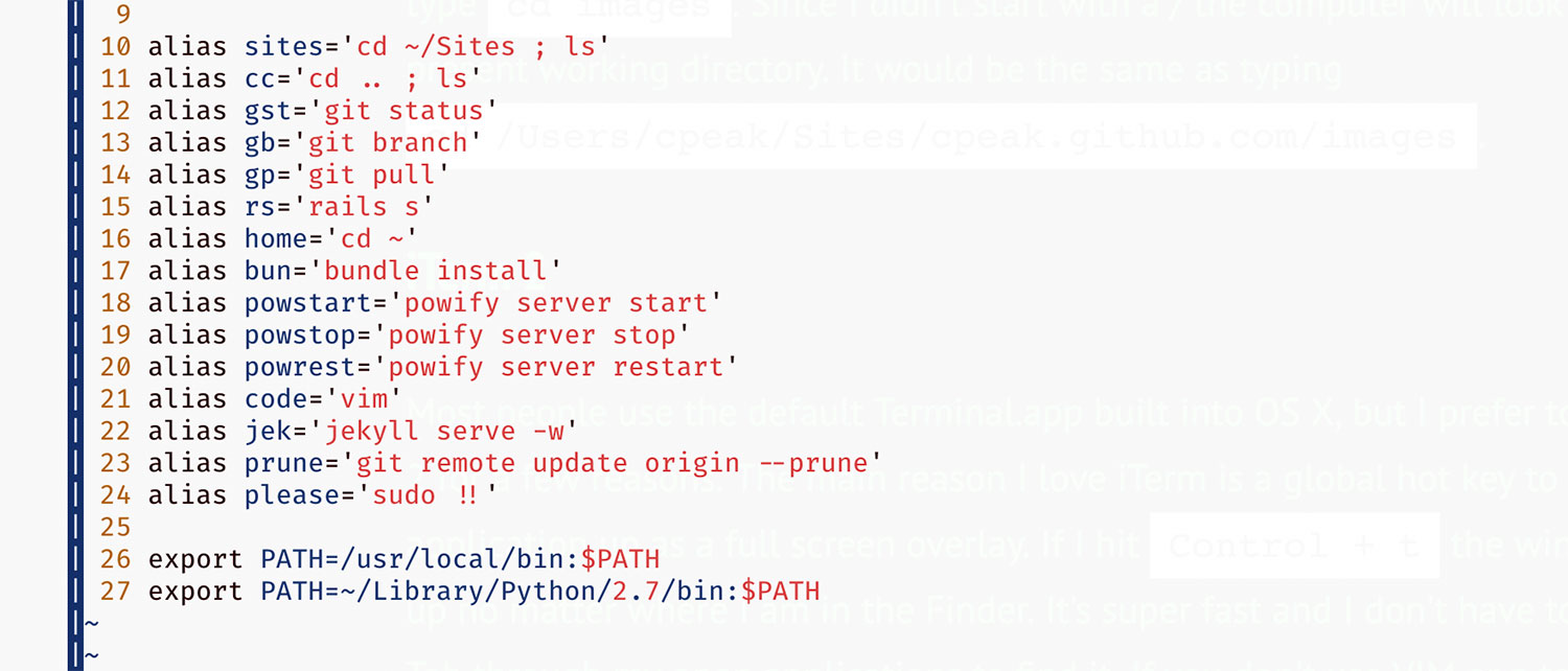 Example bash profile shortcuts