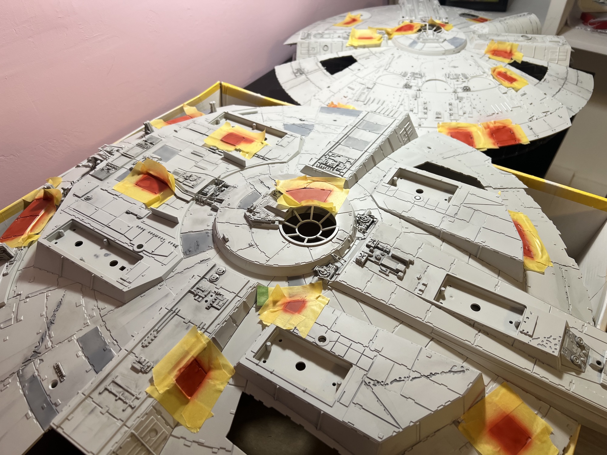 Millennium Falcon base paint down, starting highlights
