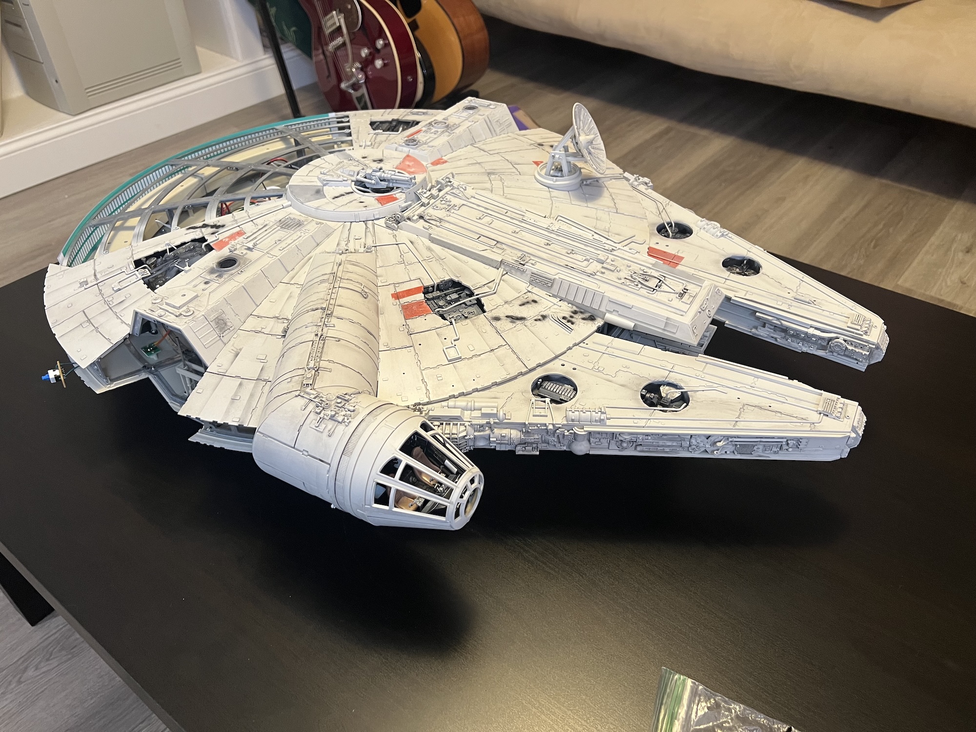 Millennium Falcon halves mounted together